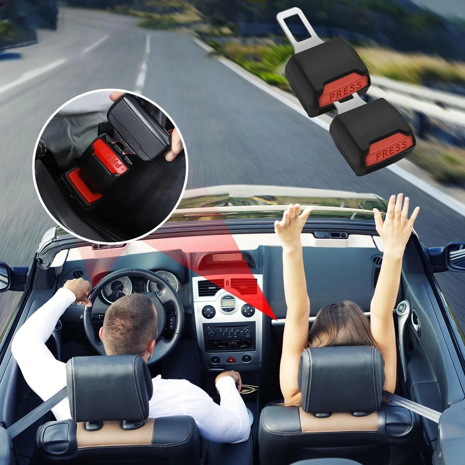 2pcs Update Thicken Car Seat Belt Clip Extender Safety Seatbelt Lock Buckle Plug Thick Insert Socket Extender Safety Buckle